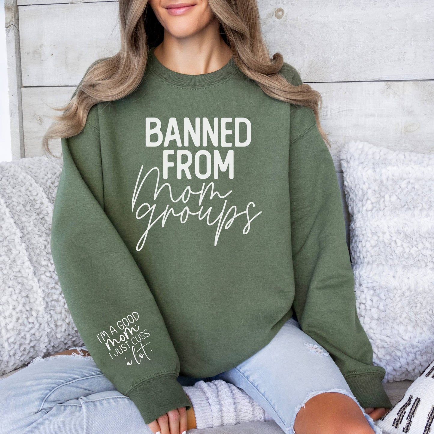 Banned from Mom groups women's oversized Crewneck